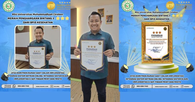 RSU Universitas Muhammadiyah Cirebon Raih Penghargaan BPJS Bintang 3